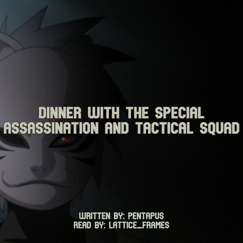 Kakashi in his ANBU mask is mostly in shadow. Over his face is the title in block lettering. At the bottom in the same font are the writer and reader credits.